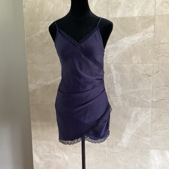 Urban Outfitters Margaux Satin Slip Dress Small Navy Whimsigoth 90s Grunge Fairy - Picture 5 of 12